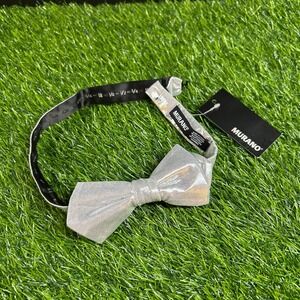 Murano Silver Bow Tie Metallic Adjustable Neck Formal Party Wedding Mens‎ NWT